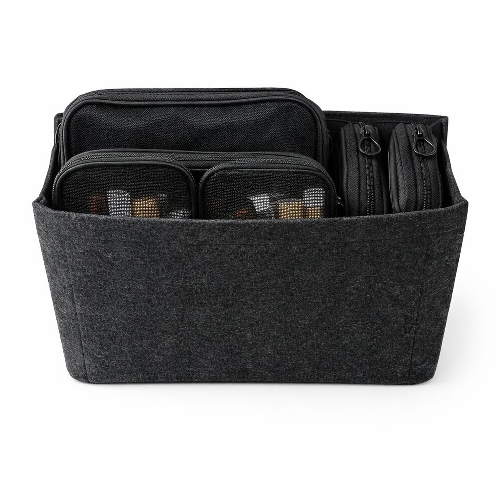 Bundle Deal – Makeup Cases + Handbag Insert Organizer – Black, Multi-Pocket Stor - Picture 2 of 8